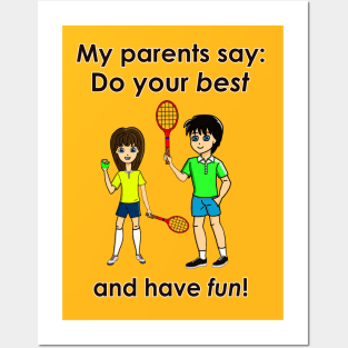 Anime Boy and Girl Tennis Have Fun Posters and Art